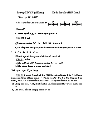Đề thi thử chọn học sinh giỏi môn Toán Lớp 8 - Năm học 2014-2015 - Trường THCS Nghi Hương (Có đáp án)